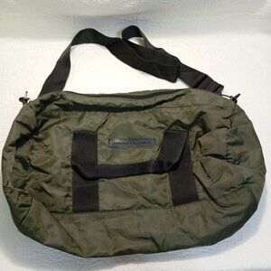 Armani Exchange Olive Green Nylon Duffel Bag Adjustable Strap & Zipper Closure